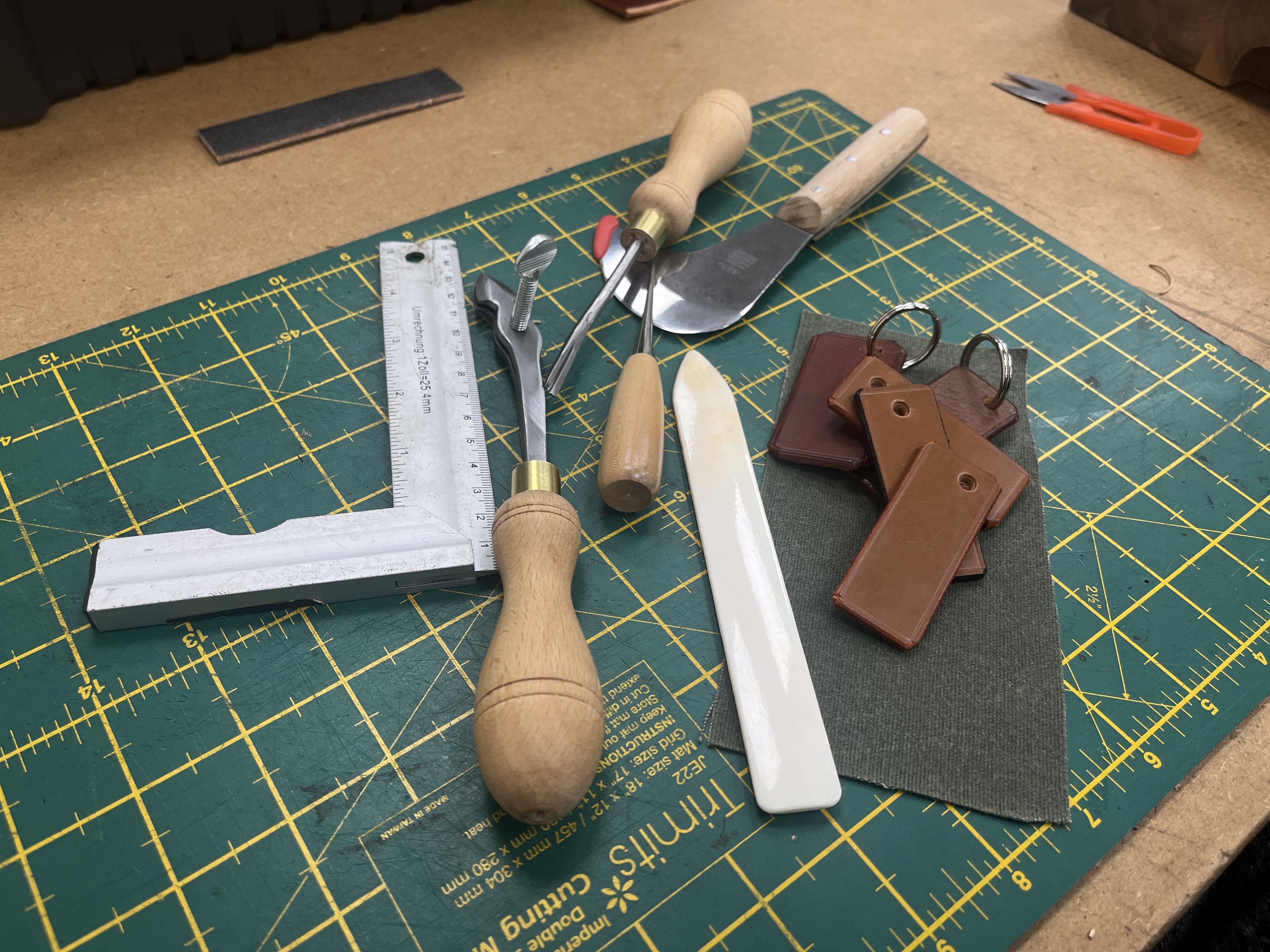 Leatherworking tools and craft materials
